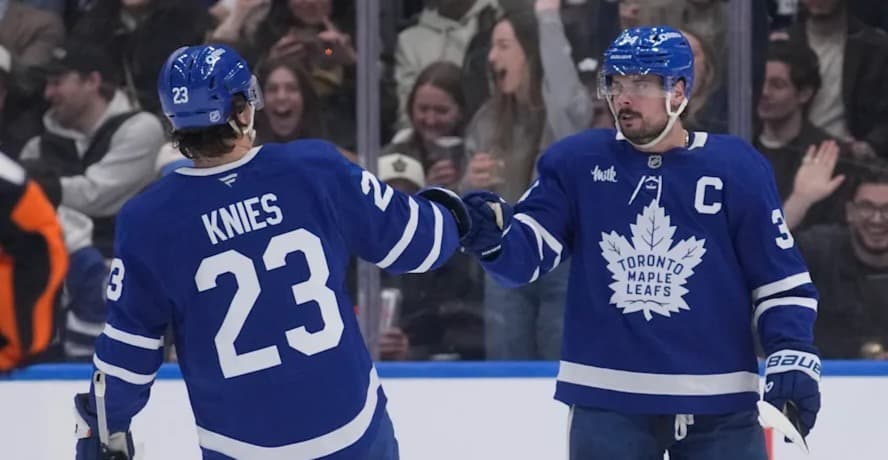 Gavin McKenna Toronto Maple Leafs rookie skating in his first season with the club