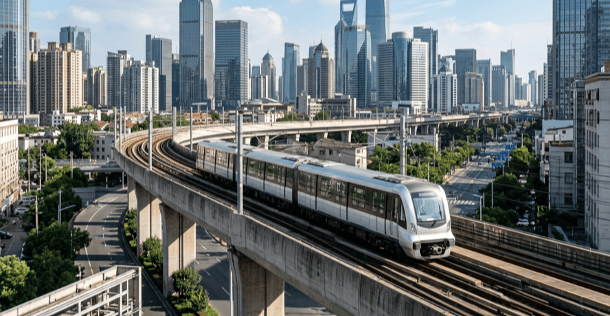 Ontario Line elevated guideway under construction over the Don Valley in Toronto